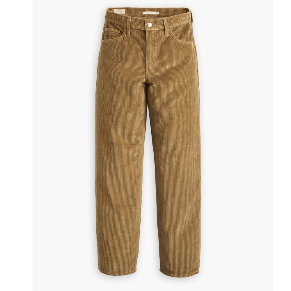 Levis 94 Baggy Corduroy Pants Tan Brown High Rise Wide Leg Frayed Hem Size 26